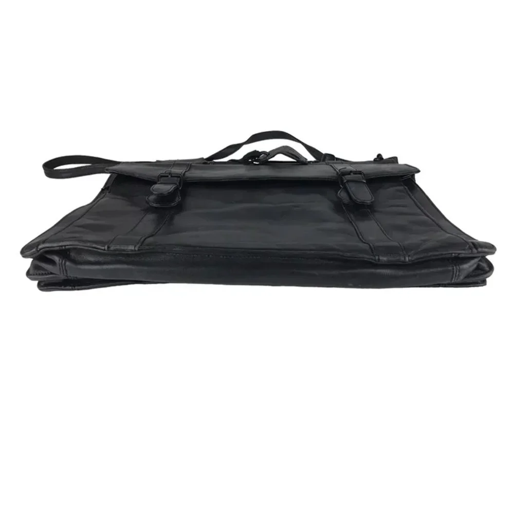 Mark Phillip Unisex Adults Black Full Grain Leather Briefcase Document Case Bag‎